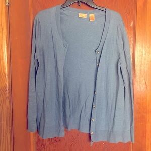 NorthCrest Large button up cardigan, dusty blue color